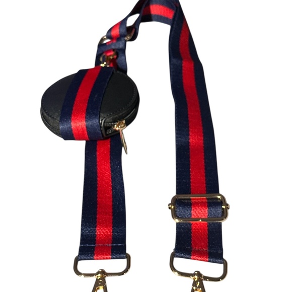 Vintage GUCCI Clutch Bag With Navy/Red Unbranded Replacement Strap & Coin Case - Picture 5 of 7